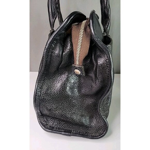 Patricia Nash Satchel Purse Tooled Studded Black Leather 13W x 10H Bottom Studs - Picture 6 of 16